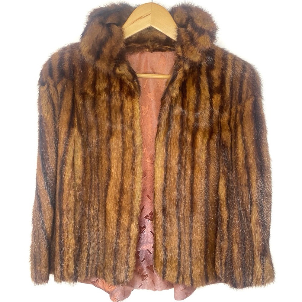 Vintage 40’s Nelson Furs Women’s Shades of Brown Mink Cape Coat Jacket USA OSFA